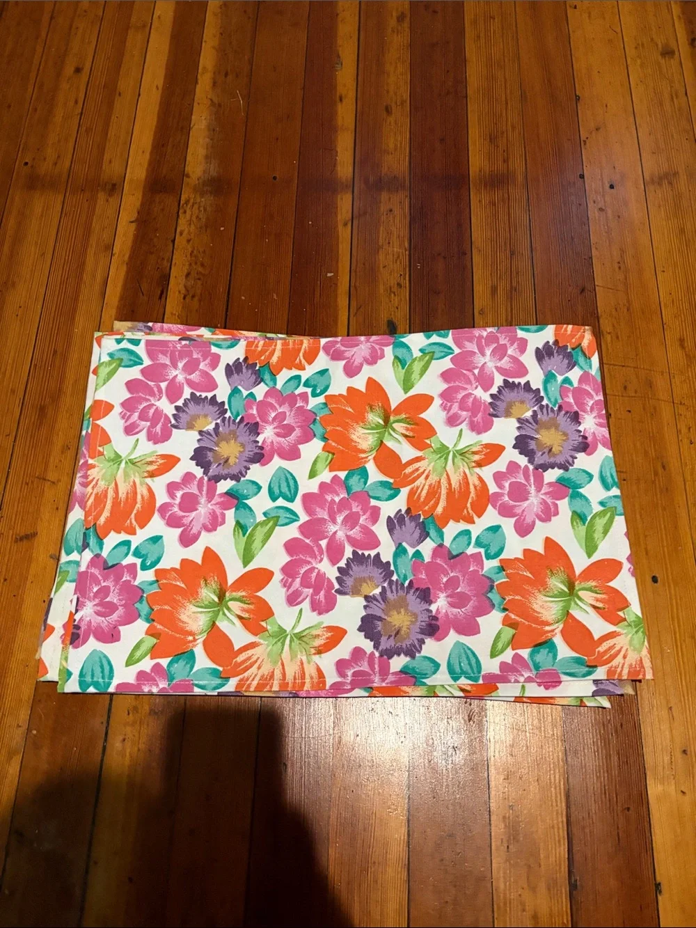Bright Floral placemats in Orange, Pink, Purple, Teal